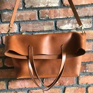 New Madewell The Foldover Transport Tote English Saddle
